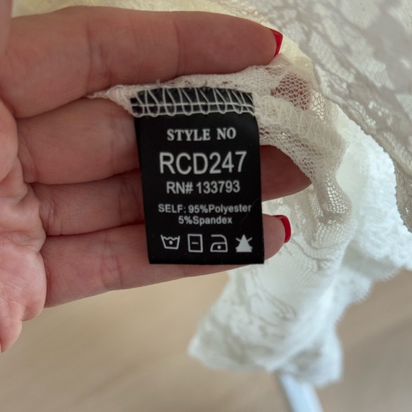 POL Sheer Lace Layering Slip Dress Spaghetti Straps Tiered Skirt - Picture 14 of 15